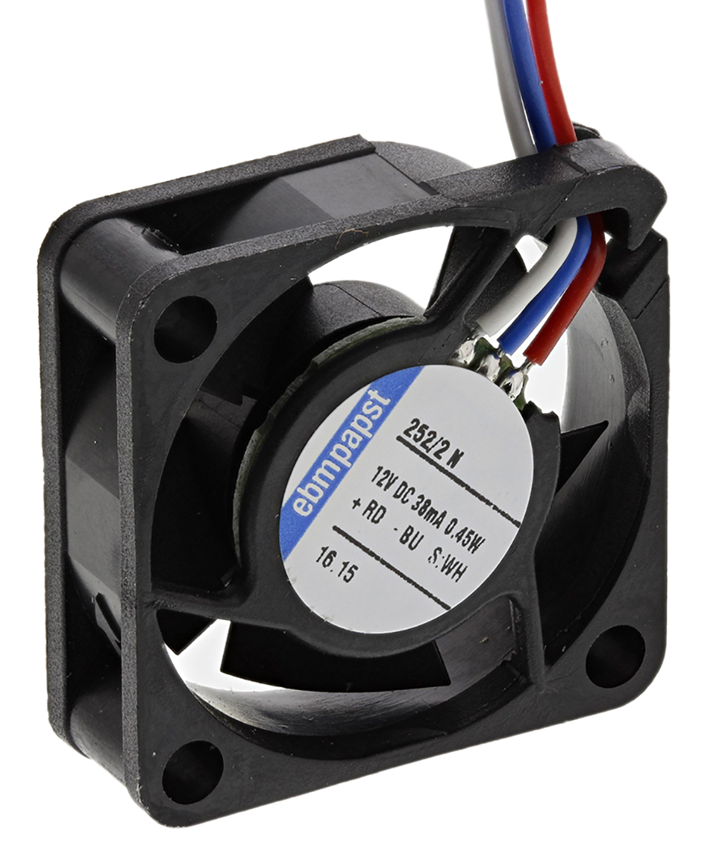 ebm-papst 250 Series Axial Fan, 12 V dc, DC Operation, 3.4m³/h, 500mW, 25 x 25 x 8mm