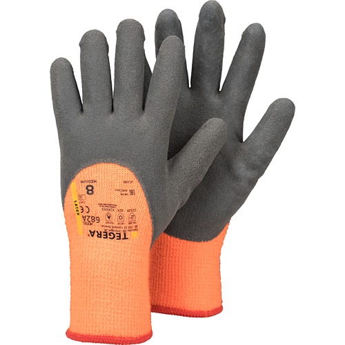 Tegera 682A Grey, Orange Polyester (Liner), Acrylic Work Gloves, Size 9, Latex Coating