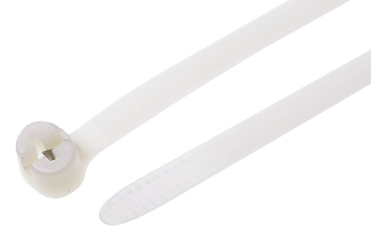 Thomas & Betts Cable Ties, 340.36mm x 6.86 mm, Natural Nylon, Pk-100
