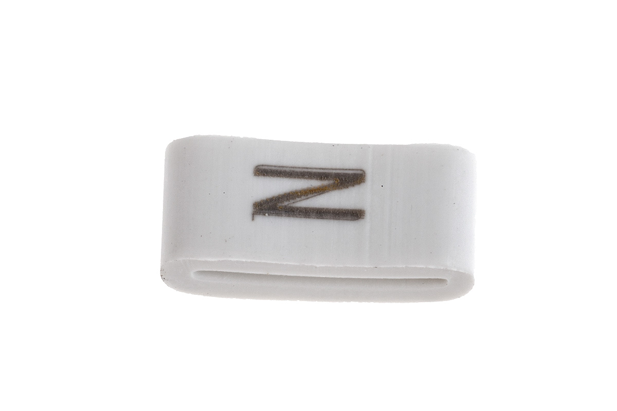 HellermannTyton HODS85 Slide On Cable Markers, Black on White, Pre-printed "N", 1.8 → 6.3mm Cable, 531-07874