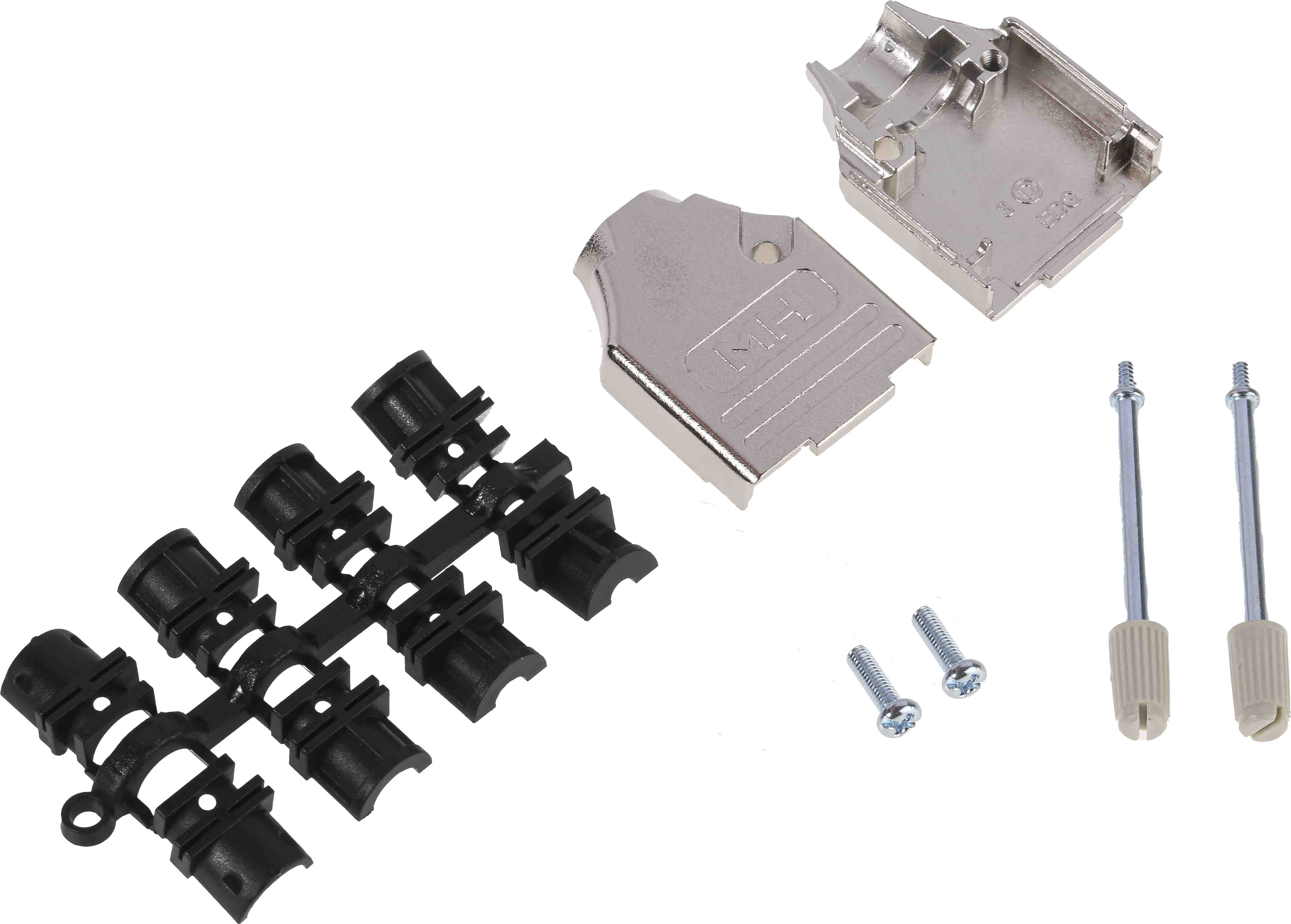 MH Connectors MHDTZK-RA Series Zinc D Sub Backshell, 9 Way, Strain Relief