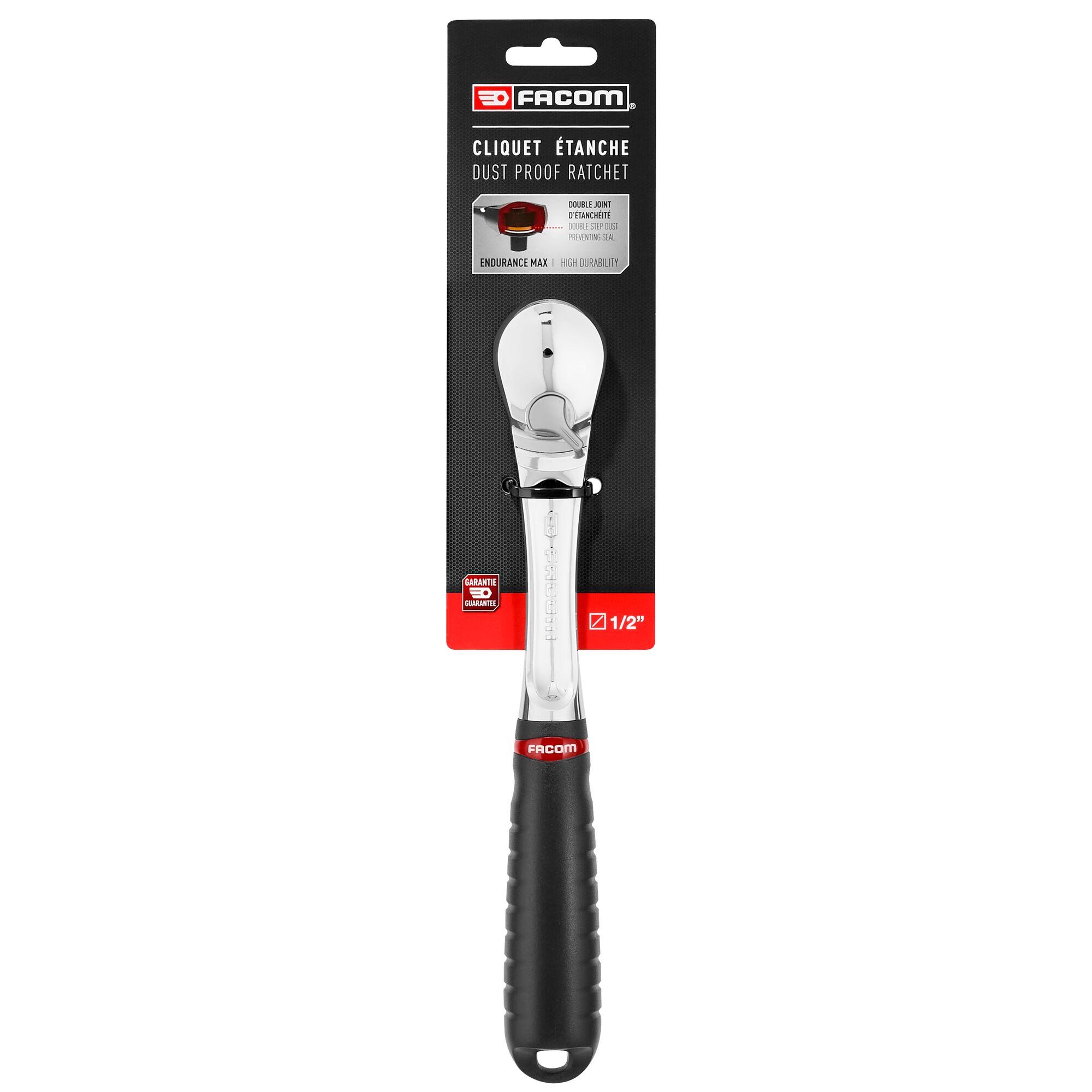 Facom SL.161PB 1/2 in Square Ratchet with Bi-material Elastomer Handle, 262 mm Overall