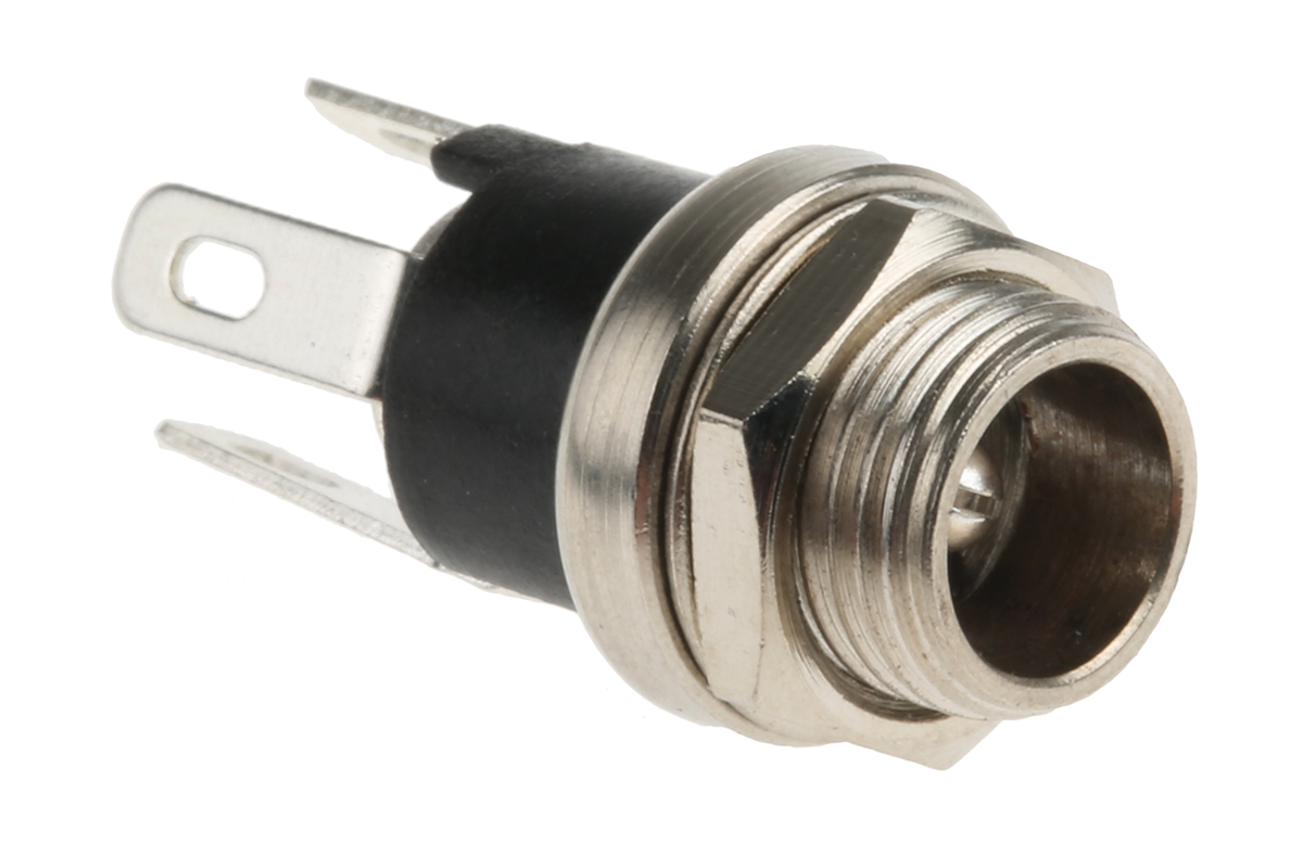 Lumberg, 16 DC Socket Rated At 500.0mA, 12.0 V, Panel Mount, length 13.2mm, Nickel, Silver