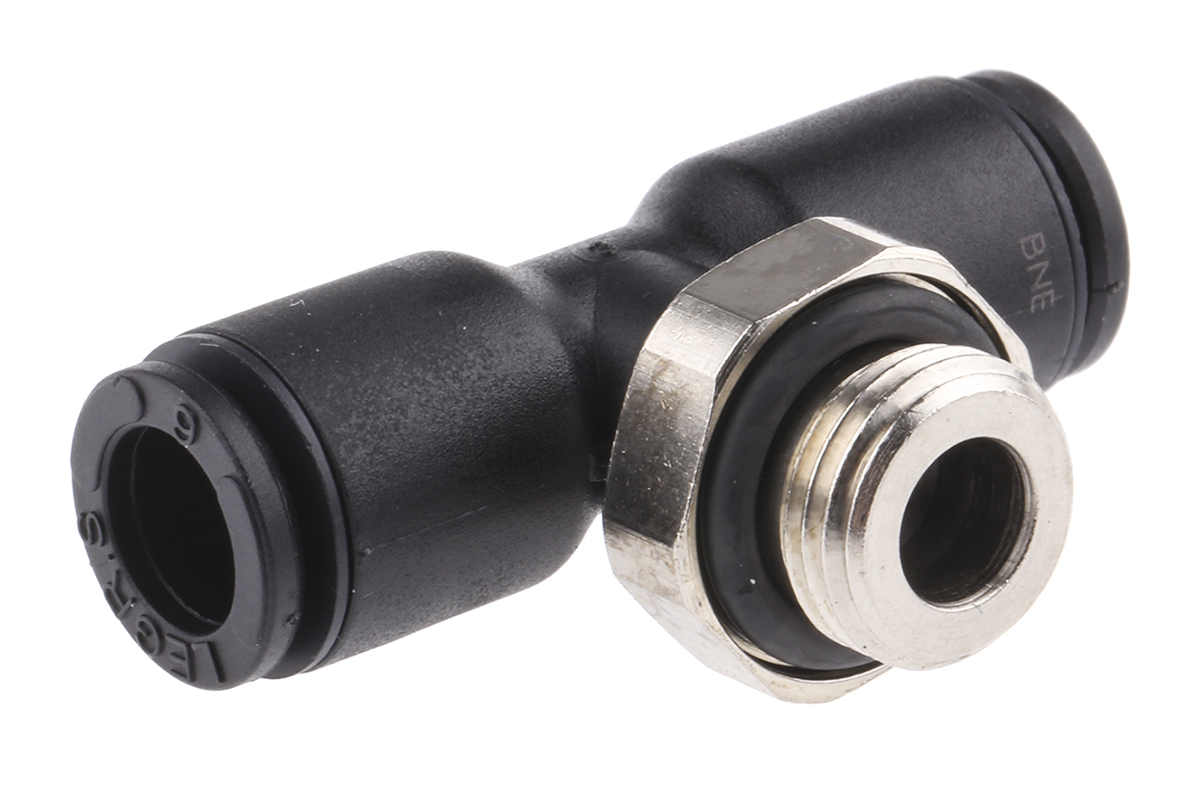 Legris LF3000 Series Tee Threaded Adaptor, Push In 6 mm to Push In 6 mm, Threaded-to-Tube Connection Style
