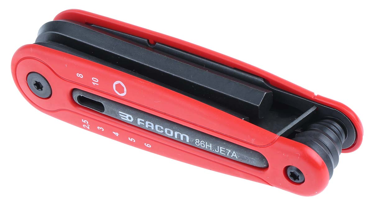 Facom 7 piece Folding Hex Key Set, 2.5 - 3 - 4 - 5 - 6 - 8 - 10mm
