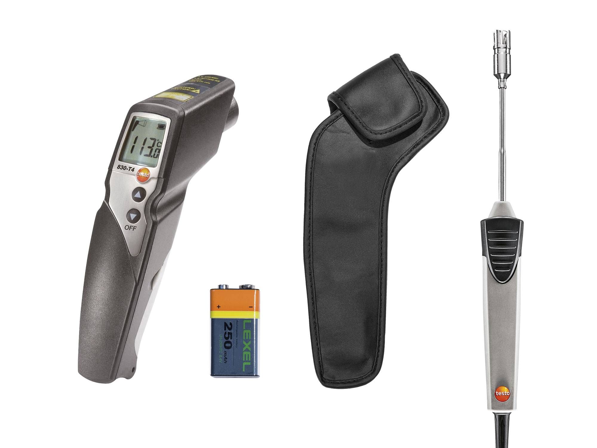 Testo 830-T4-Set Infrared Thermometer Bundle, -30°C Min, +400°C Max, ±1 °C Accuracy, °C Measurements