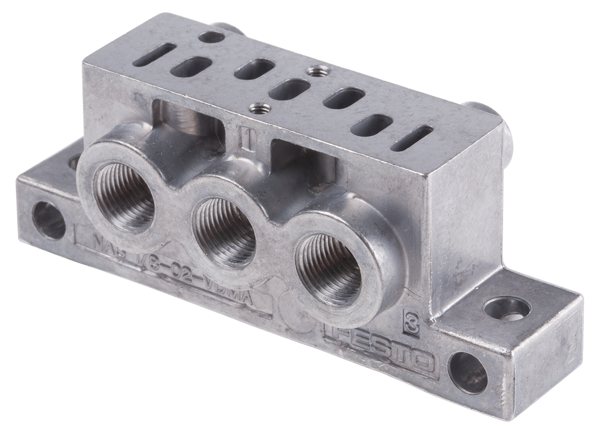 Festo NAS series 5 station G 1/8, Metric M5 Sub Base for use with VSVA Solenoid Valves, 161115