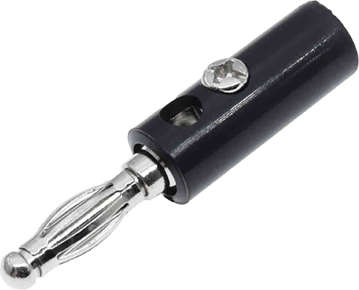 RS PRO Black Male Banana Plug, 4 mm Connector, 32A, 30V, Nickel Plating