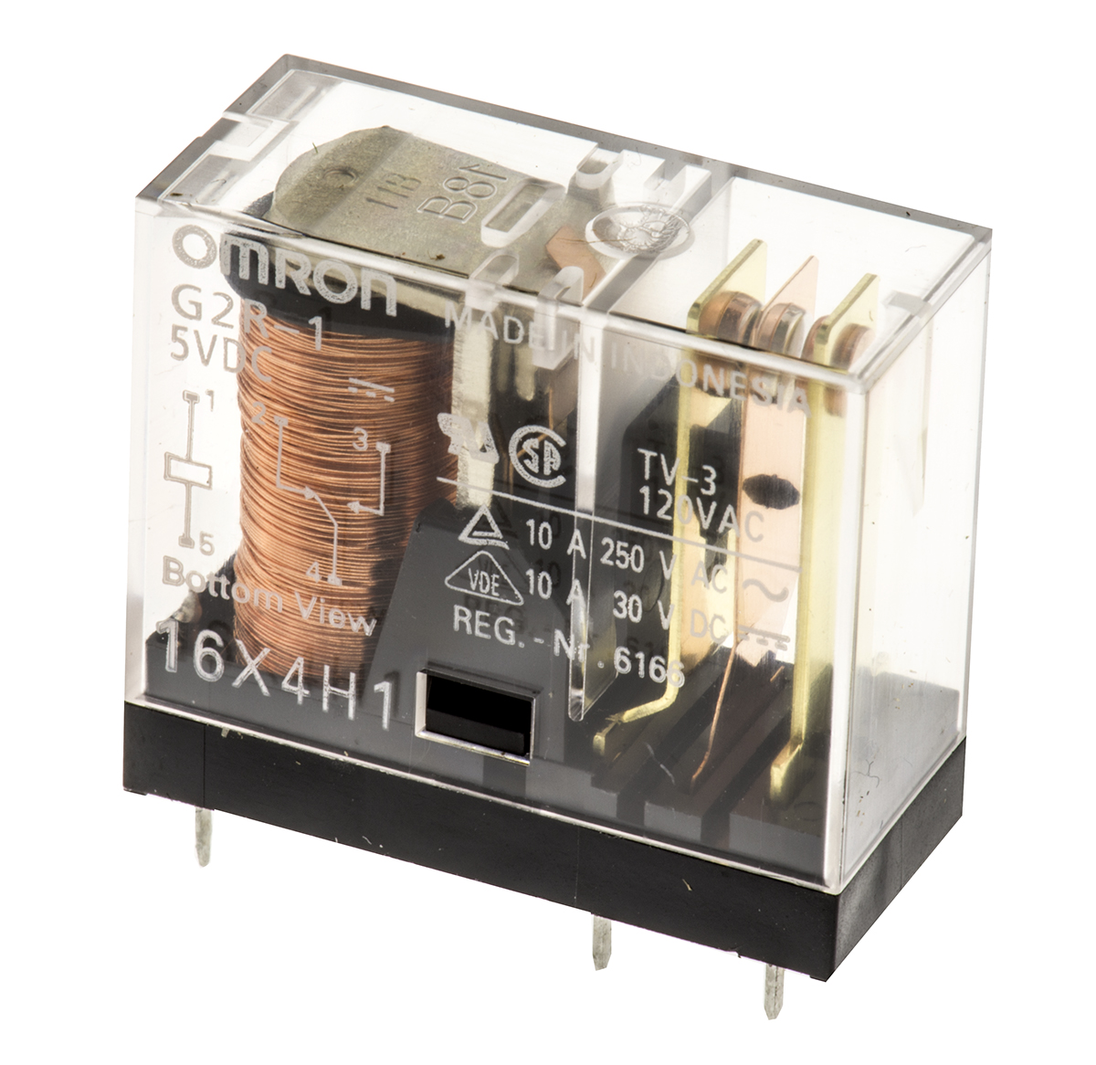 Omron PCB Mount Power Relay, 5V dc Coil, 10A Switching Current, SPDT