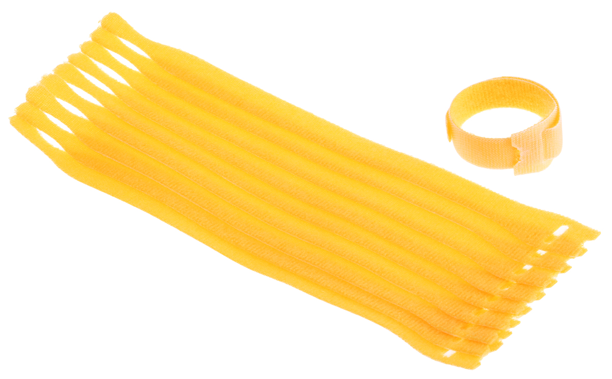 HellermannTyton Cable Tie, Hook and Loop, 200mm x 12.5 mm, Yellow PA (Loop), PE (Hook), Pk-10