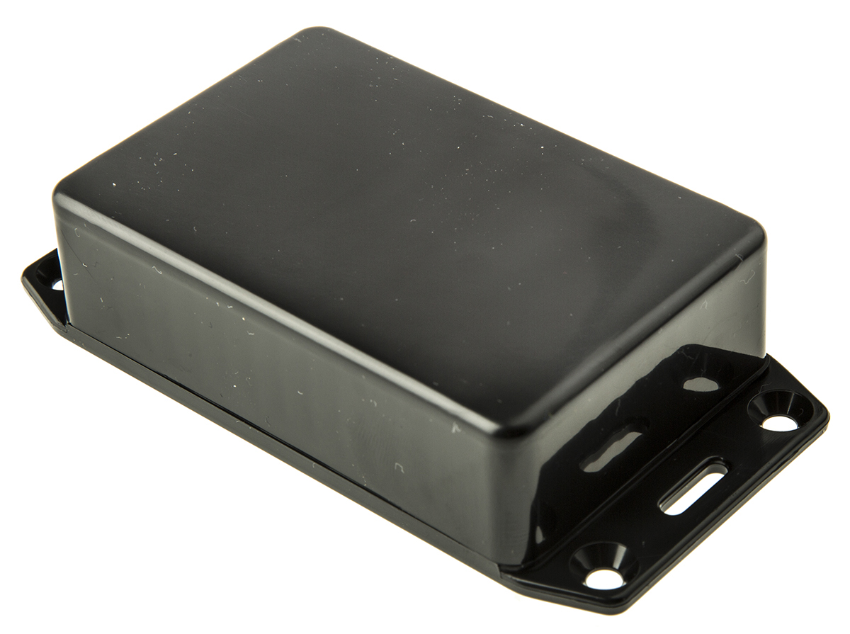 Hammond 1591 Series Black Flame Retardant ABS Enclosure, IP54, Flanged, Black Lid, 85 x 56 x 21mm