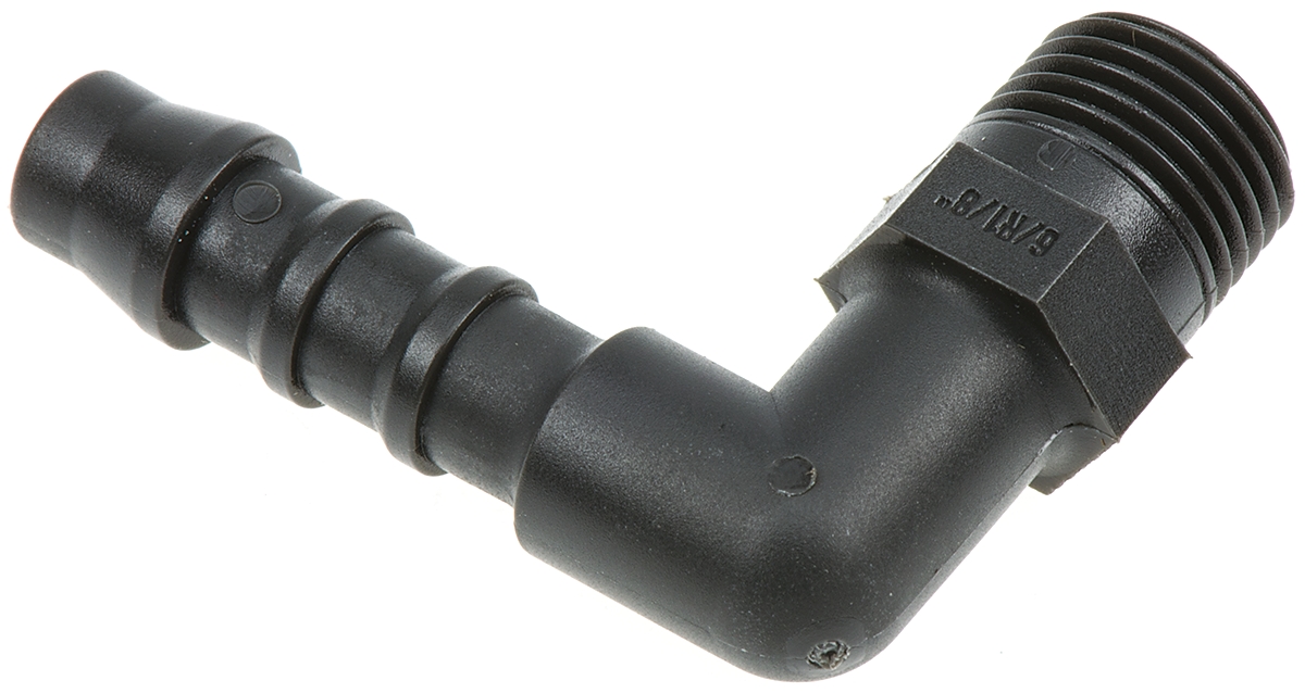 RS PRO Hose Connector, Elbow Hose Tail Adaptor, R 1/8in 6mm ID