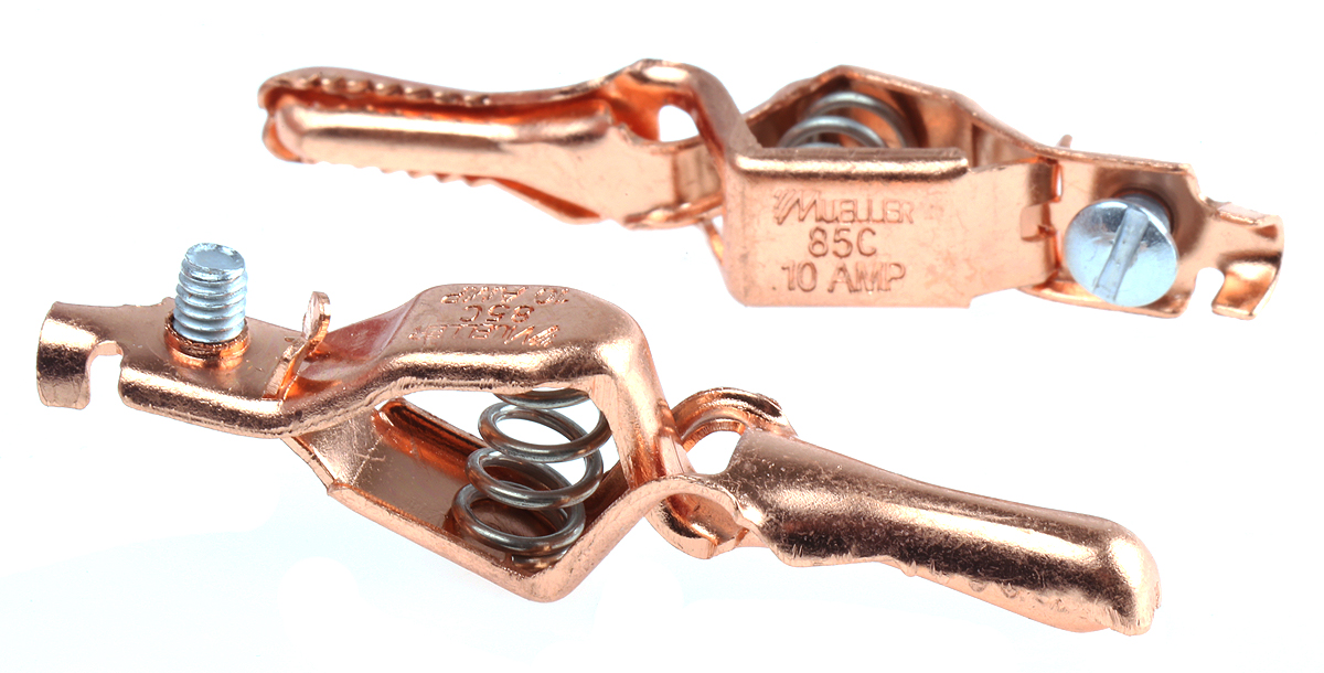 Mueller Electric Crocodile Clip, Copper Contact, 10A