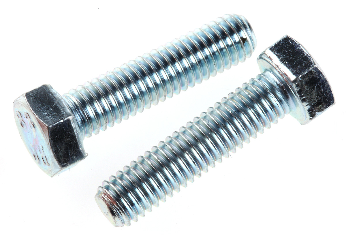 RS PRO Bright Zinc Plated Steel, Hex Bolt, M8 x 100mm