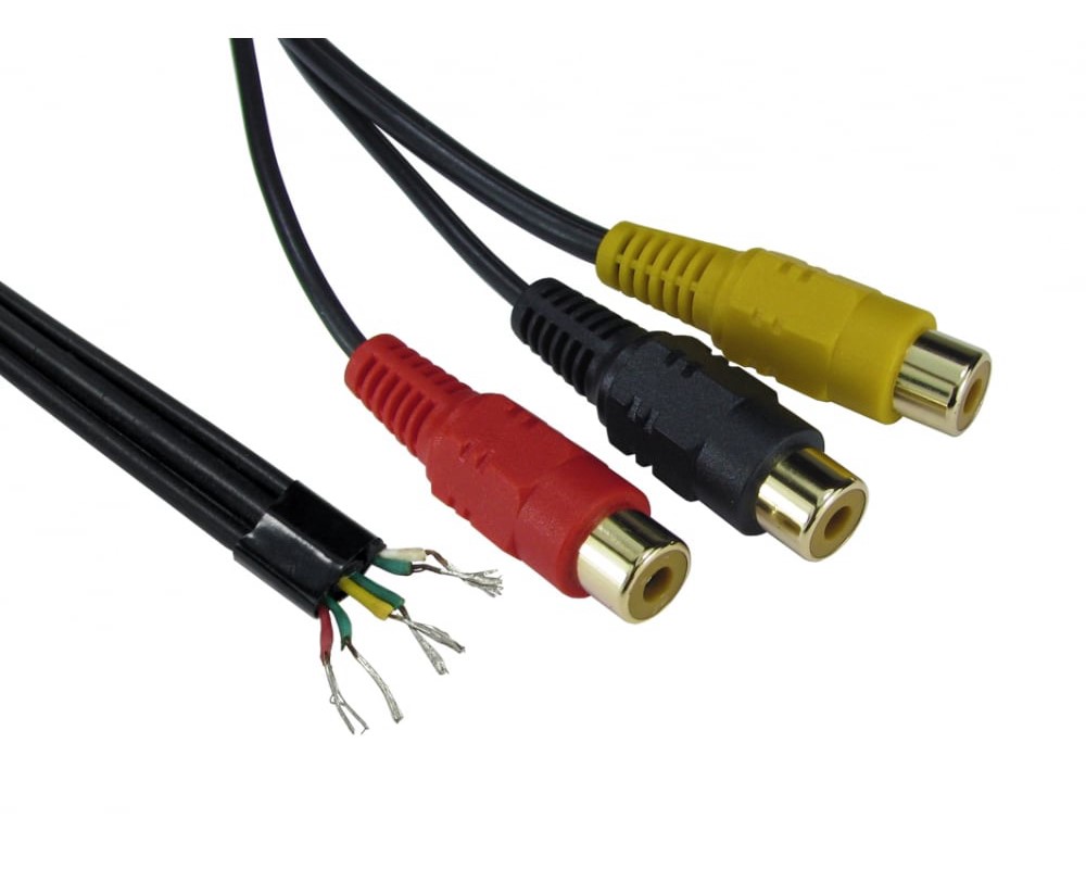 RS PRO Female 3.5mm Stereo Jack to Unterminated RCA Cable, Black, 0.25m