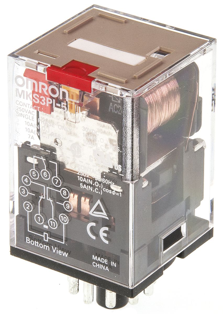 Omron PCB Mount Relay, 24V ac Coil, 10A Switching Current, 3PDT