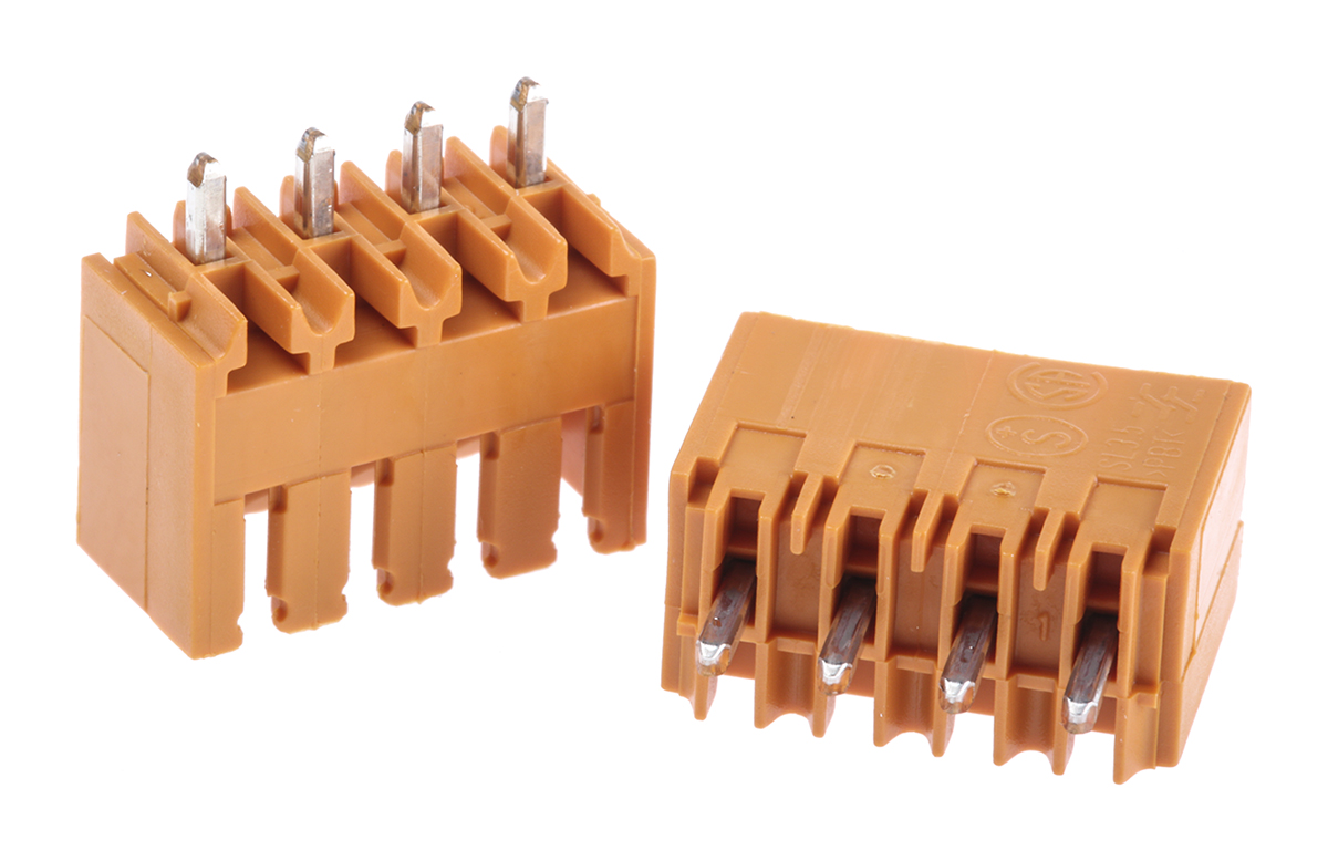 Weidmuller, 3.5mm Pitch, OMNIMATE SL, 4 Way, , Pluggable Terminal Block, Header, Through Hole, Solder Termination,
