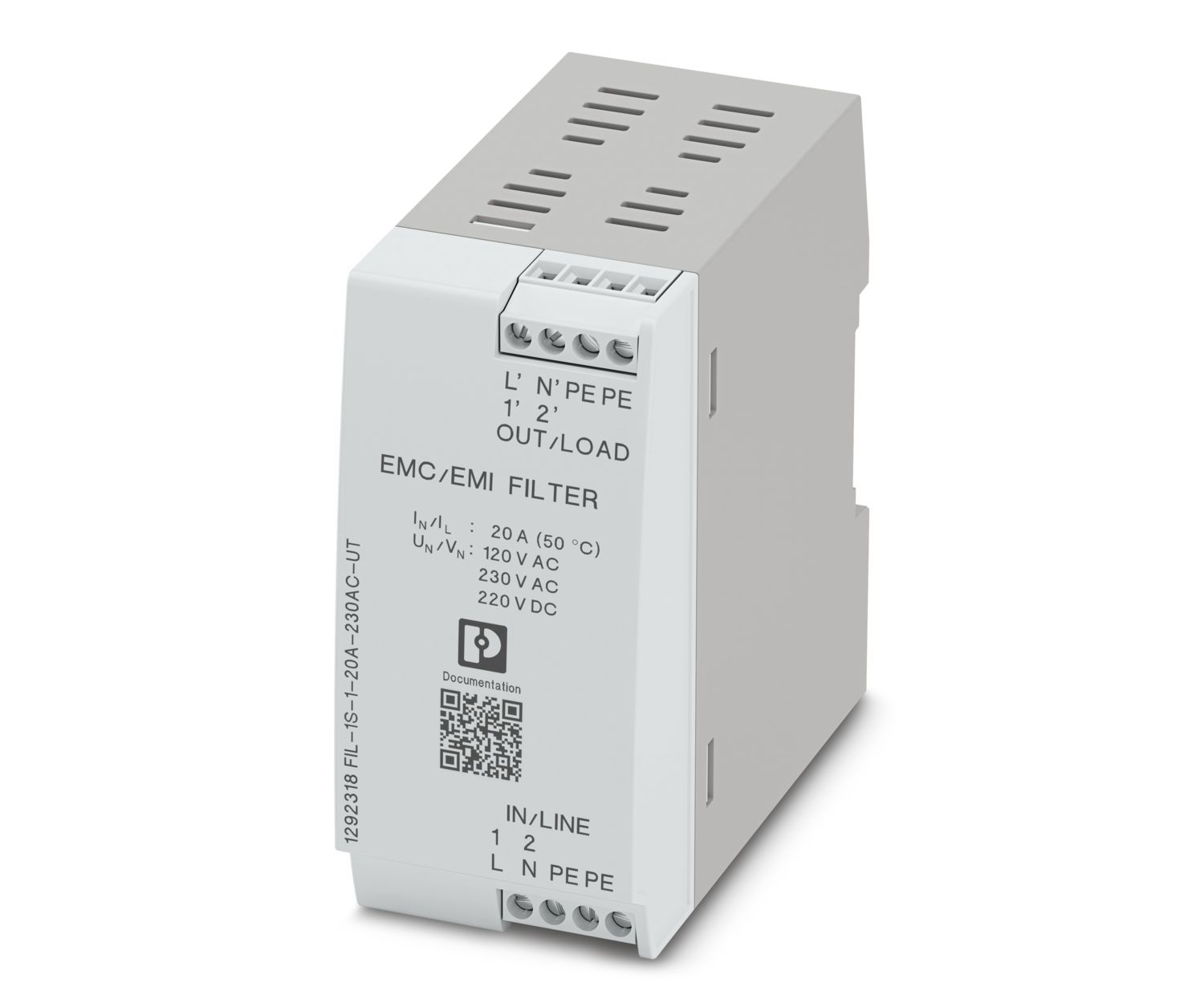 Phoenix Contact 20A 230 V ac, DIN Rail EMC Filter, Single Phase