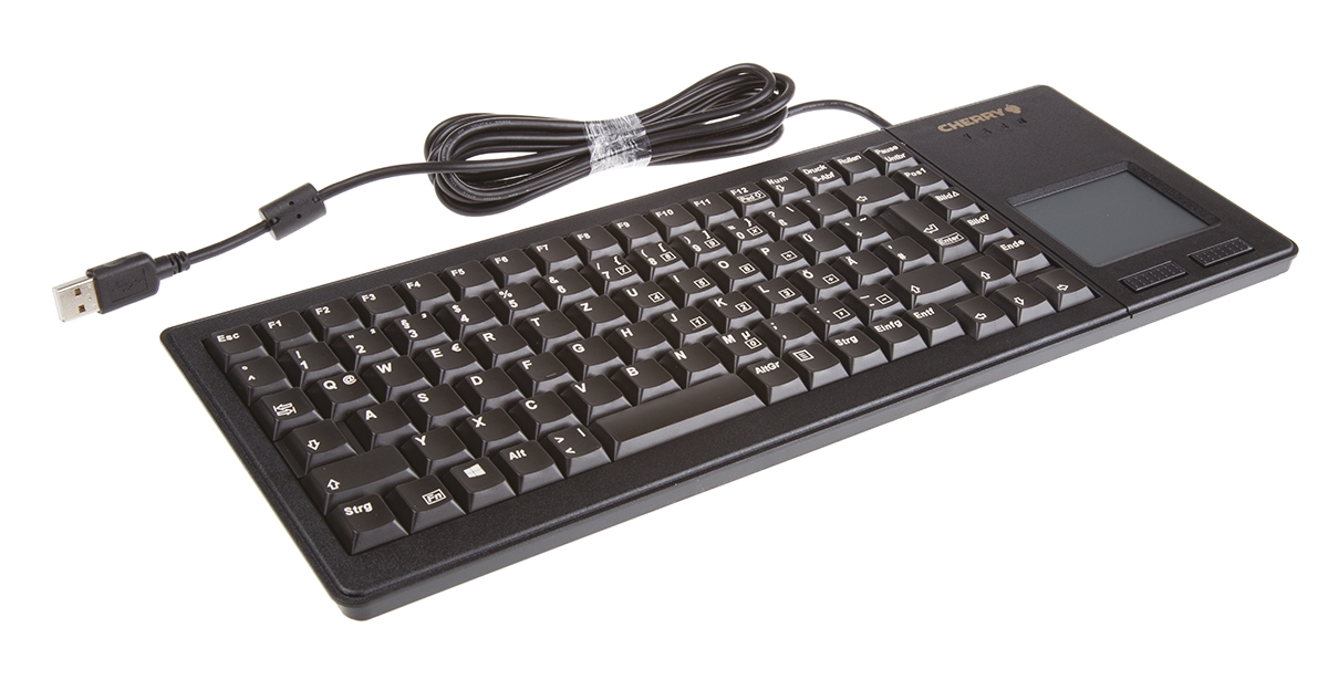 Cherry Wired USB Compact Touchpad Keyboard, QWERTZ, Black