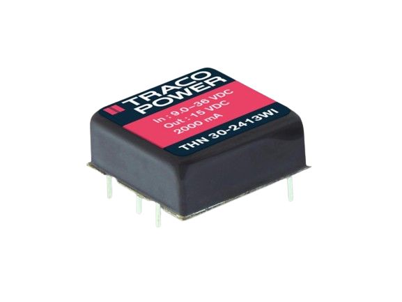 TRACOPOWER THN 30WI DC-DC Converter, 15V dc/ 2A Output, 9 → 36 V dc Input, 30W, Through Hole, +85°C Max Temp