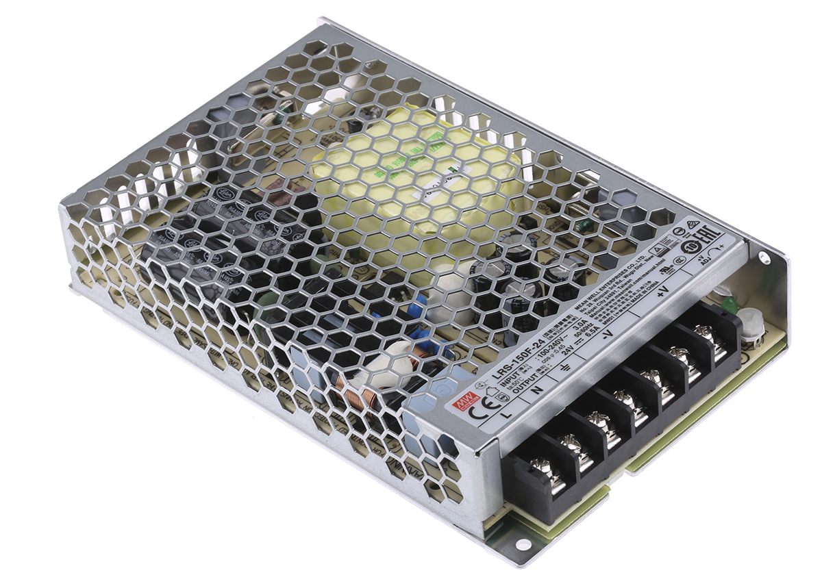 MEAN WELL Switching Power Supply, LRS-150F-24, 24V dc, 6.5A, 156W, 1 Output, 120 → 370 V dc, 85 → 264 V