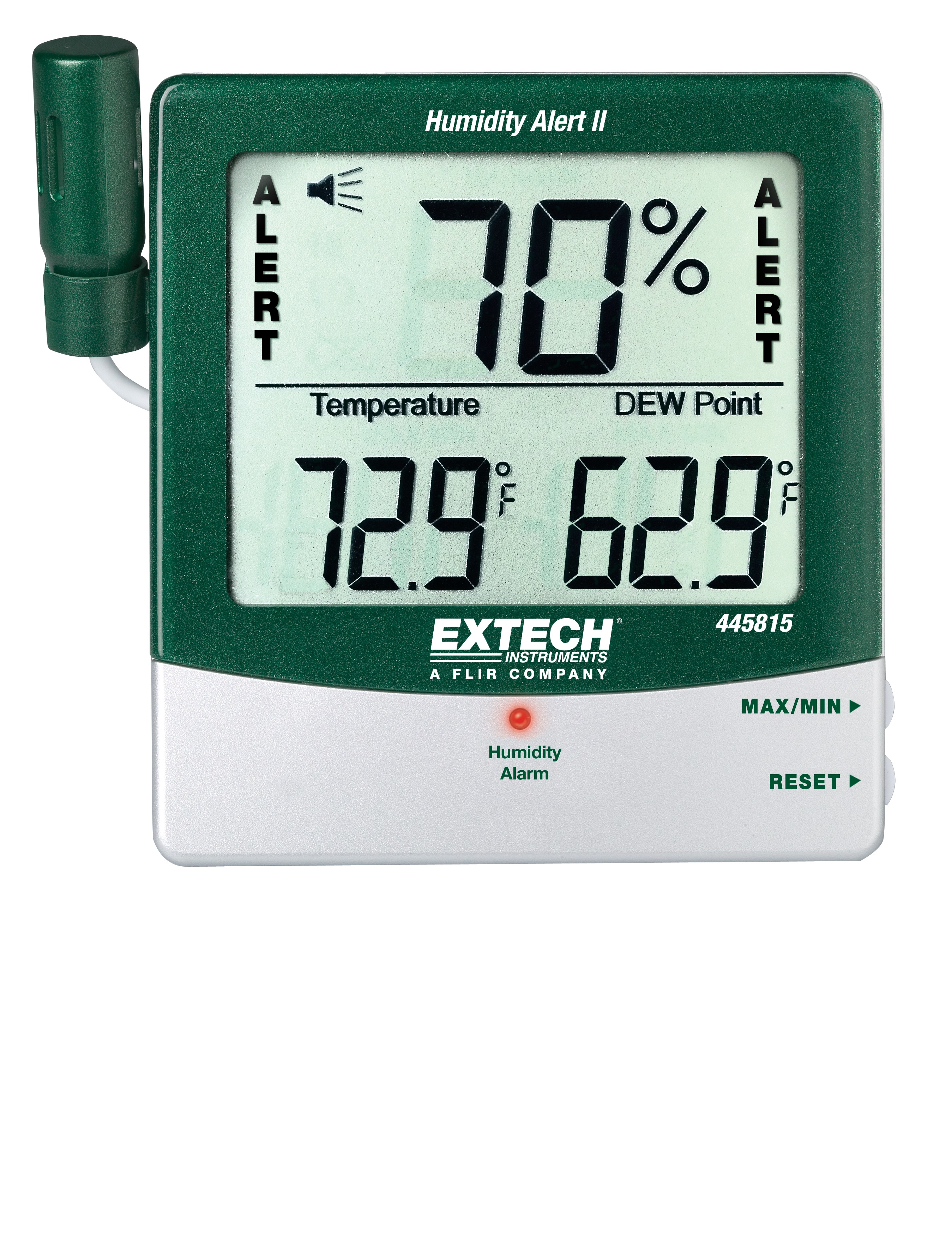 Extech 445815 Digital Hygrometer, ±4 %RH Accuracy, +14 → 140°C Max, 10 → 99%RH Max