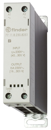 Finder 77 Series Solid State Relay, 15 A Load, DIN Rail Mount, 305 V ac Load, 230 V ac Control