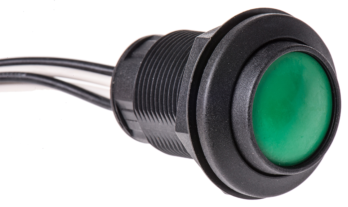 ITW Switches 49-76 Series Push Button Switch, Momentary, Panel Mount, 30.5mm Cutout, SPST, Clear LED, 250V ac, IP67