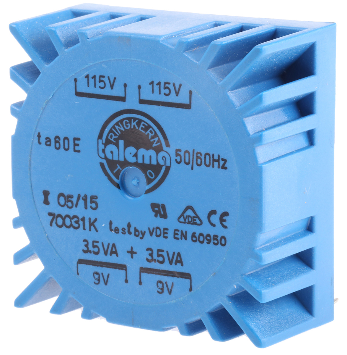 Nuvotem Talema 115 V ac, 230 V ac, 2 x 9V ac Toroidal Transformer, 7VA 2 Output