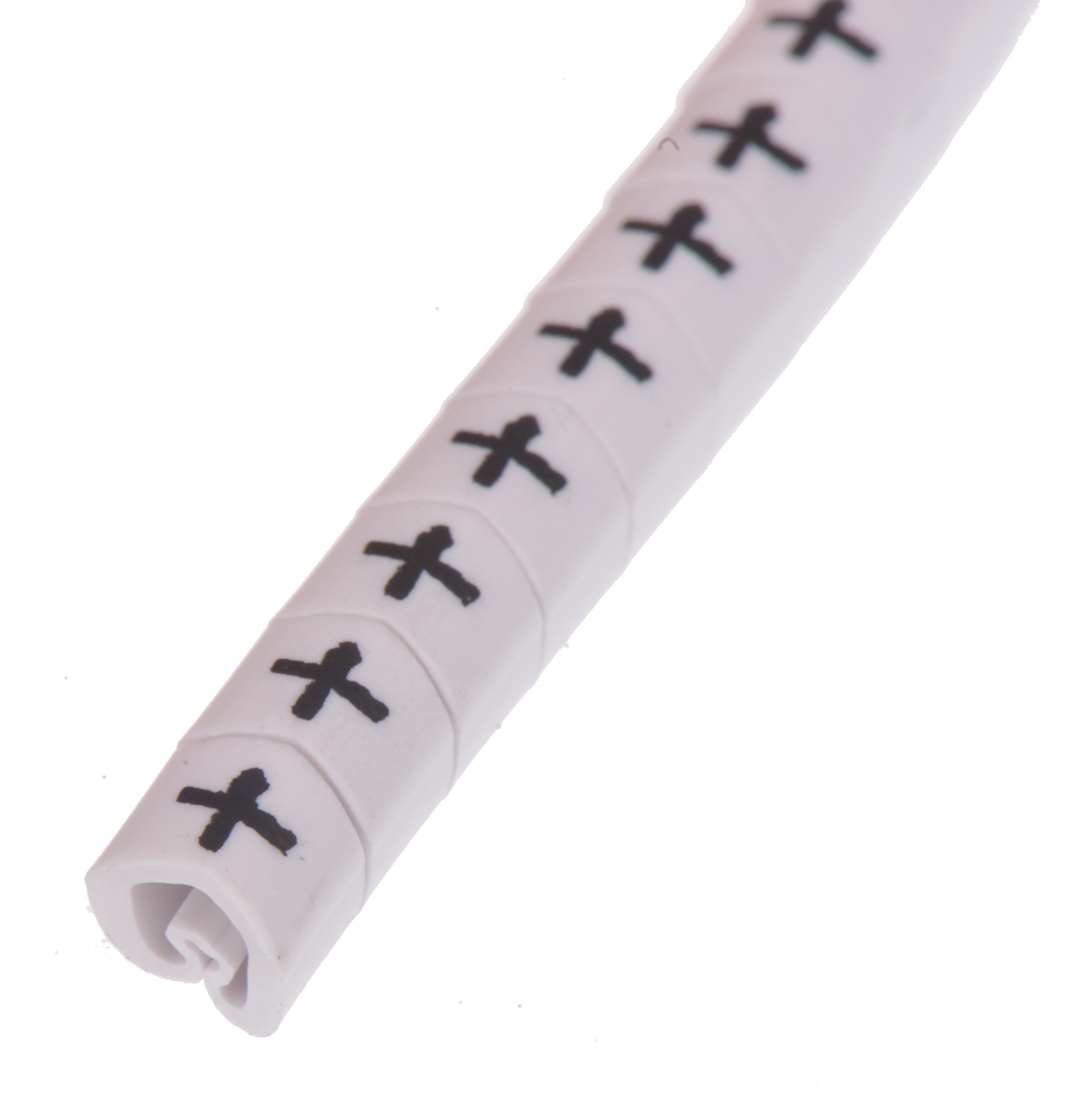 HellermannTyton Helagrip Slide On Cable Markers, Black on White, Pre-printed "+", 2 → 5mm Cable, 901-10366