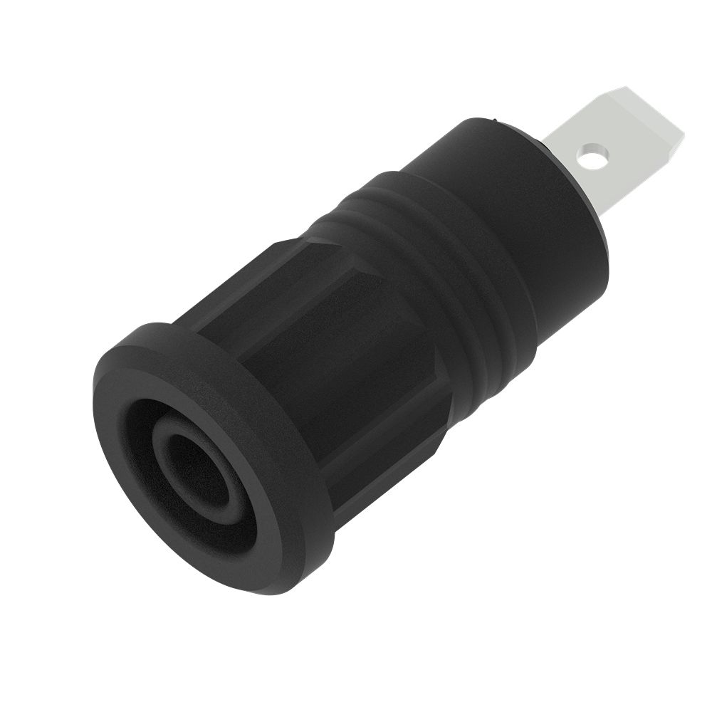 Electro PJP Black Female Banana Socket, 4 mm Connector, Press Fit Termination, 36A, 1kV, Nickel Plating