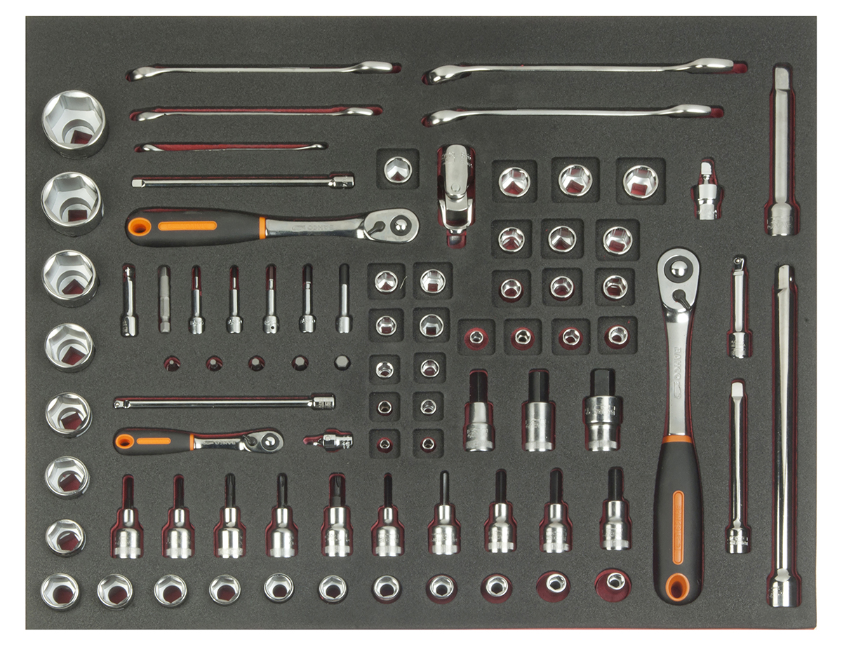 Bahco 83-Piece Metric 1/2 in; 1/4 in; 3/8 in Standard Socket/Spanner/Bit Set with Ratchet, 6 point
