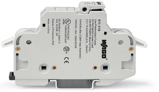 WAGO 30A Fuse Holder for 10 x 38mm Fuse, 3P, 600V ac