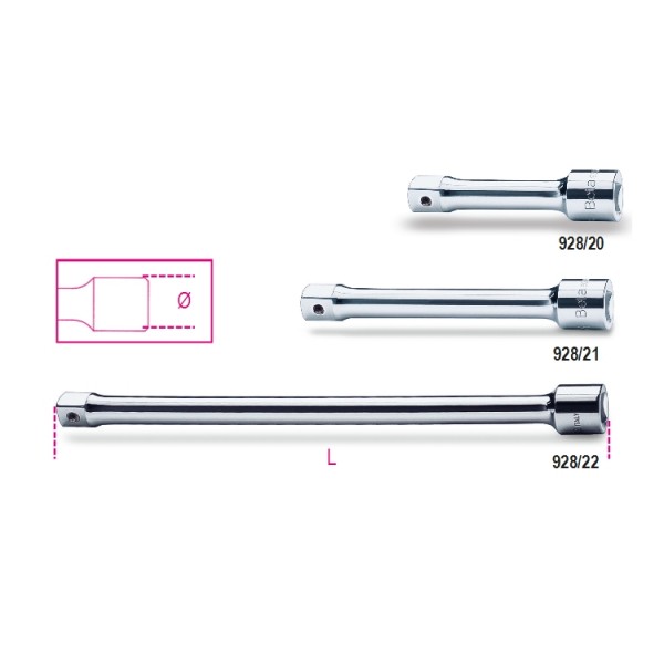 BETA 3/4 mm Square Socket Adapter, 200 mm Overall