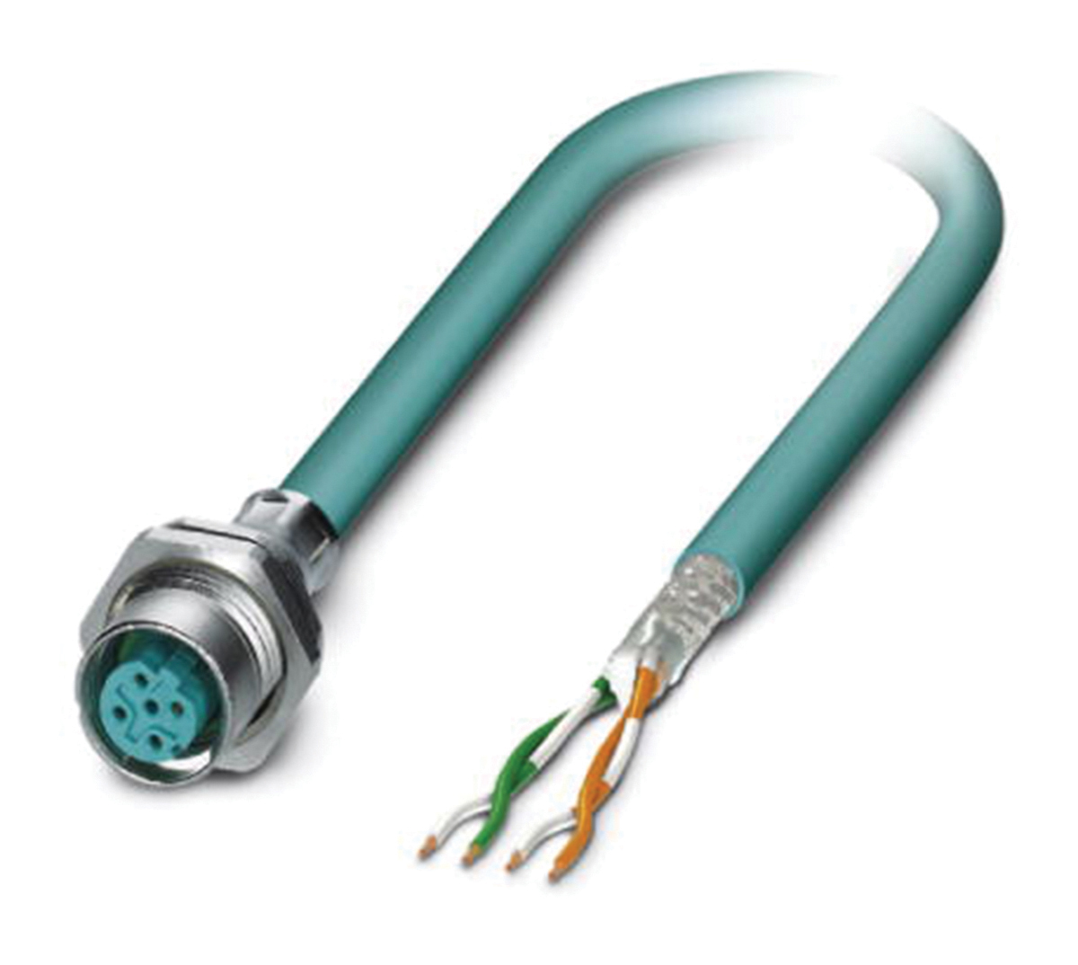 Phoenix ContactSACCBP, 1m Cat5, Blue M12 to Female Unterminated Shielded, Terminated PUR Sheath