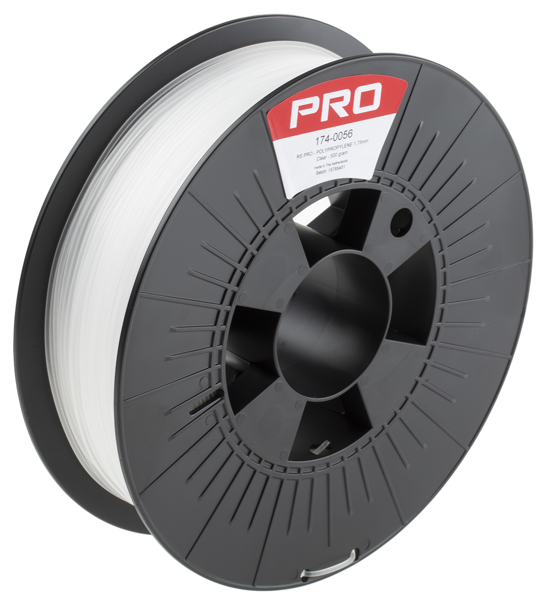 RS PRO 1.75mm Transparent PP 3D Printer Filament, 500g