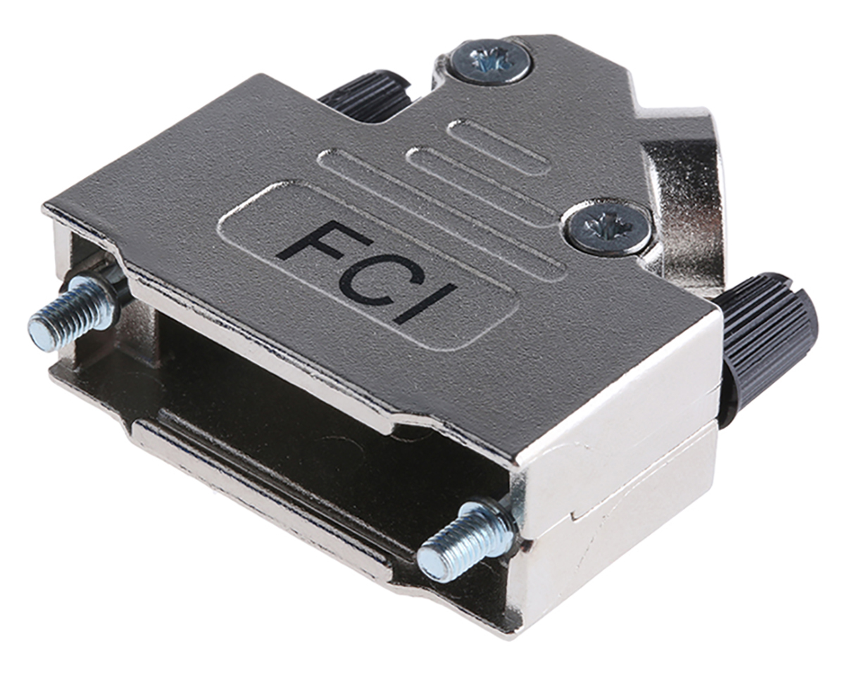 Amphenol Communications Solutions 8655MHR Series Die Cast Zinc Angled D Sub Backshell, 15 Way, Strain Relief