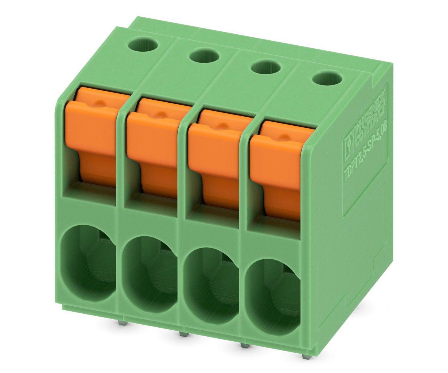 Phoenix Contact TDPT 2.5/ 4-SP-5.08 Series PCB Terminal Block, 4-Contact, 5.08mm Pitch, Through Hole Mount, 1-Row,