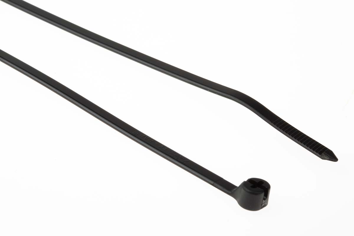 Thomas & Betts Cable Ties, Weather Resistant, 294.24mm x 4.83 mm, Black Nylon, Pk-1000