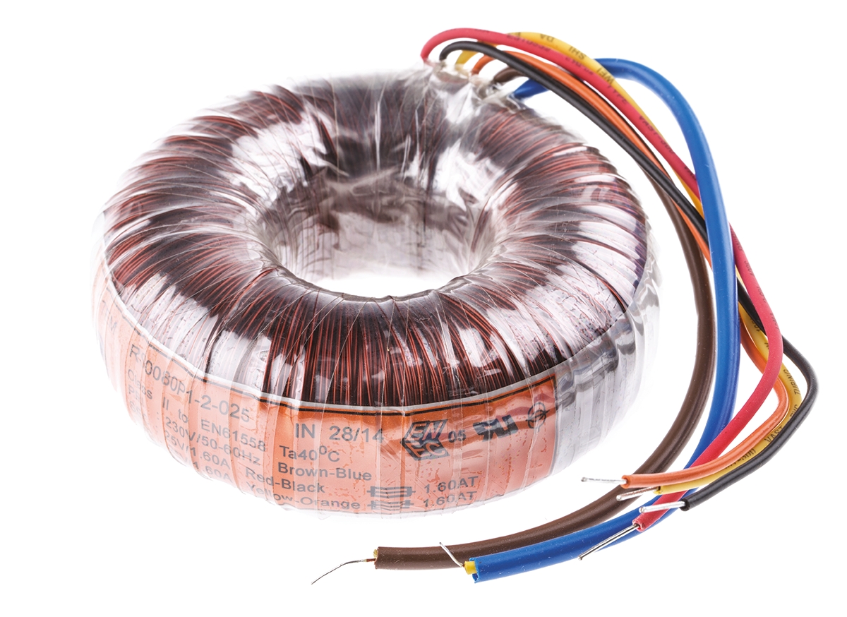 Nuvotem Talema 230V ac, 2 x 25V ac Toroidal Transformer, 80VA 2 Output