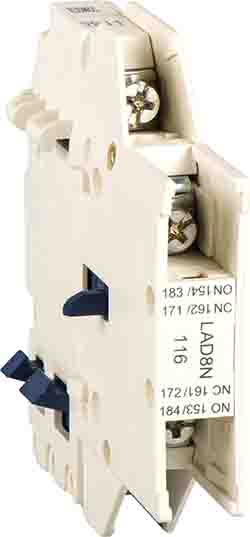 Schneider Electric Auxiliary Contact Block, 1NC + 1NO, DIN Rail Mount, TeSys LAD8N