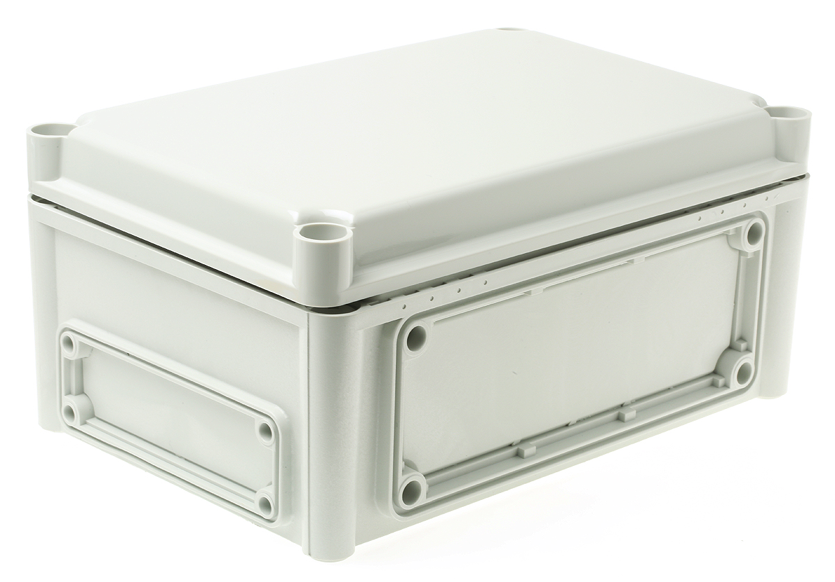 Fibox EK Series Grey Polycarbonate Enclosure, IP66, IP67, Flanged, Grey Lid, 280 x 190 x 130mm