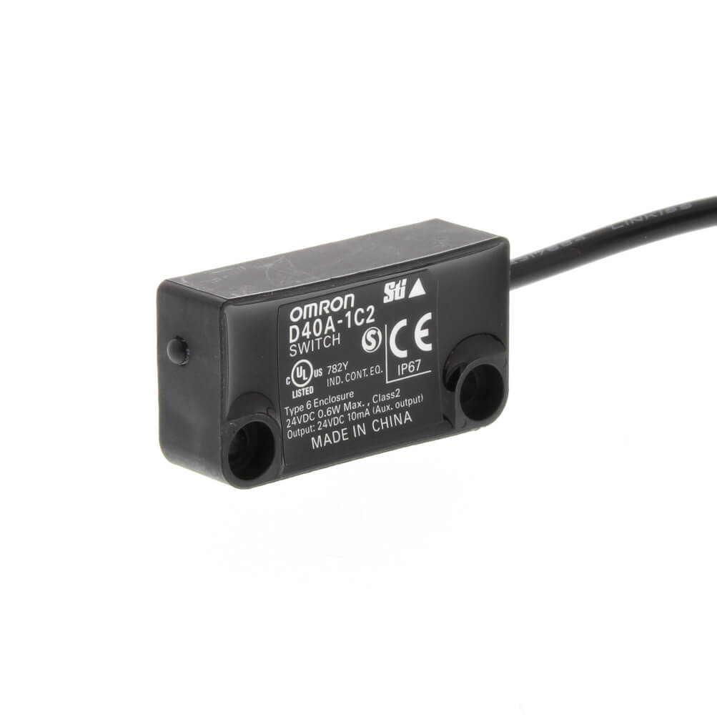 Omron D40A Series Magnetic Non-Contact Safety Switch, 24V dc, Polybutylene Terephthalate Housing, Cable