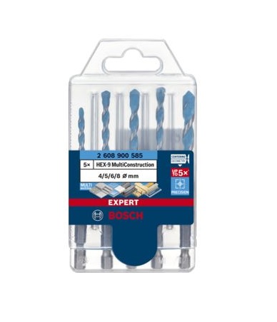 Bosch 5-Piece Tile Drill Bit Set for Masonry, 10mm Max, 4mm Min, Carbide Tipped Bits