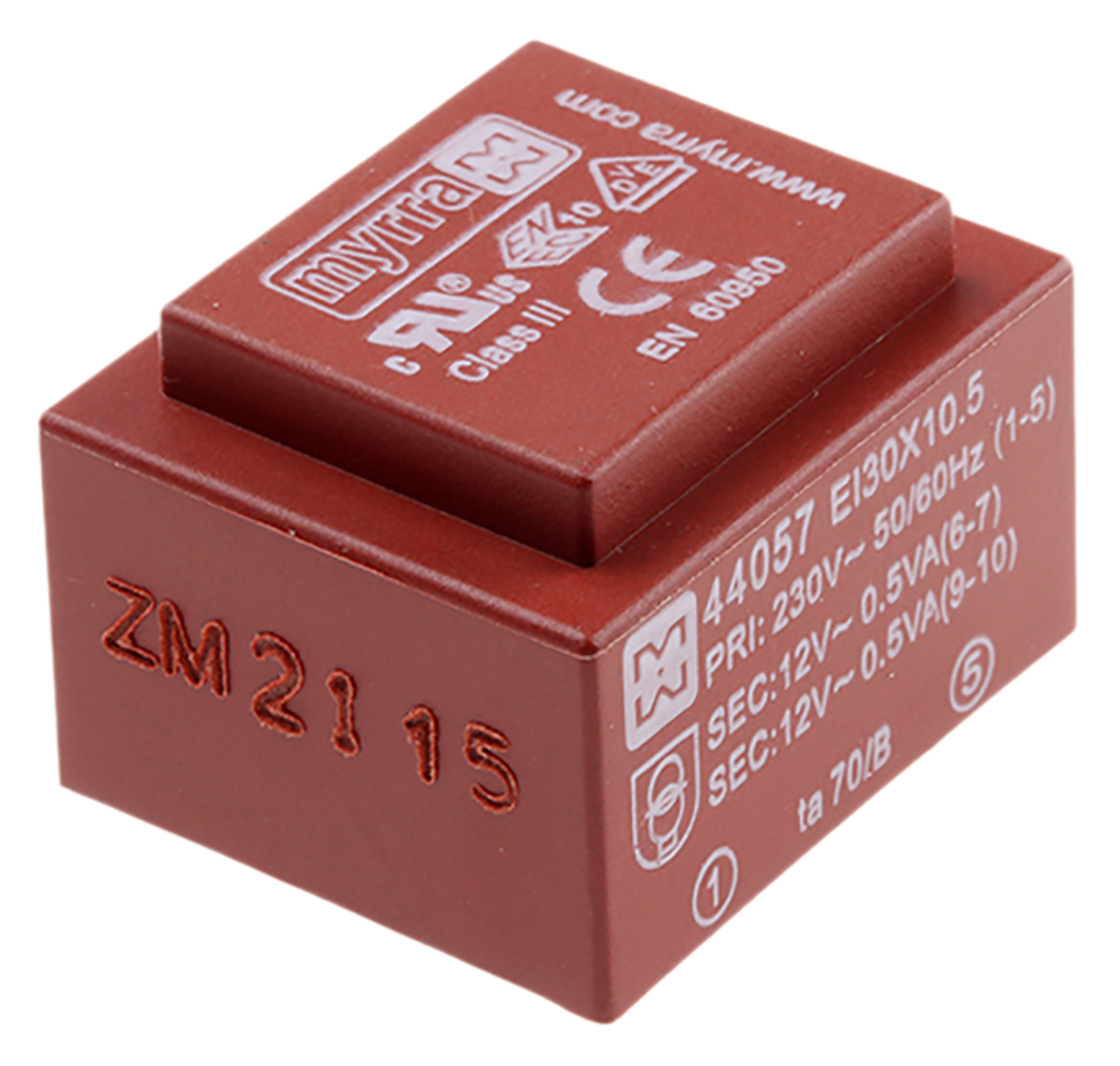 Myrra 12V ac 2 Output Through Hole PCB Transformer, 1VA