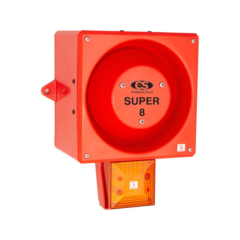 Clifford & Snell YL80 Super Hi Vis Series Amber Sounder Beacon, 24 V dc, IP66, Wall Mount, 120dB at 1 Metre