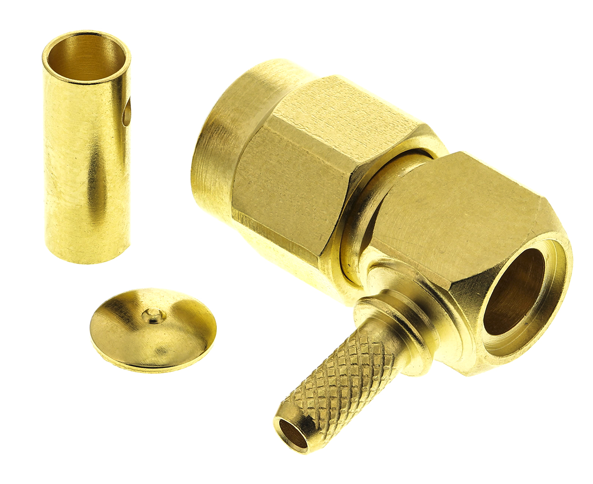 Radiall, Plug Cable Mount SMA Connector, 50Ω, Crimp Termination, Right Angle Body