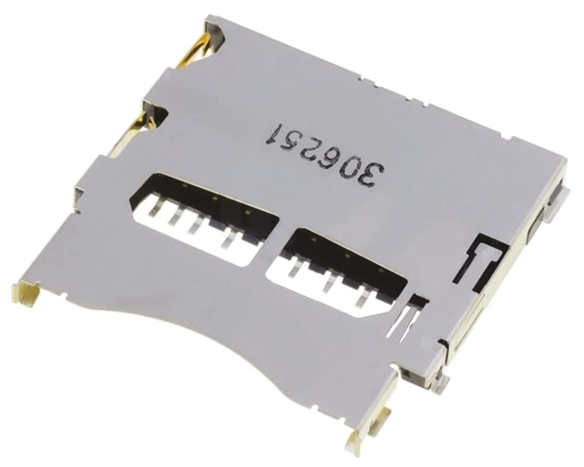 Molex, 503500 9 Way Right Angle Push/Push SD Card Memory Card Connector With Push In Termination