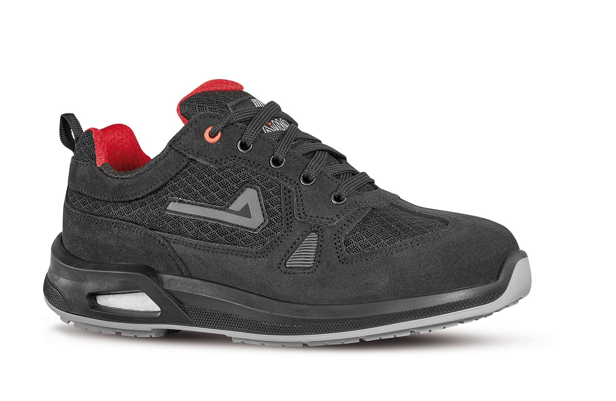 AIMONT ARGON IA202 Men's Black, Grey, Red Aluminium Toe Capped Safety Trainers, UK 8, EU 42