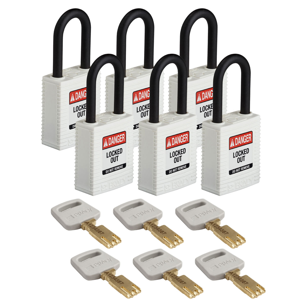 Brady LOTO-101 Key Weatherproof Nylon, Plastic Padlock, 6.35mm Shackle, 38.00mm Body